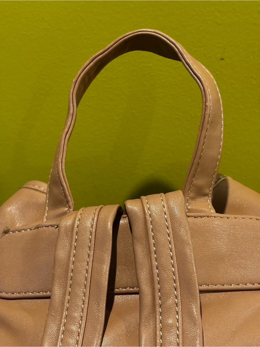 Woven Drawstring Bucket Bag in Tan